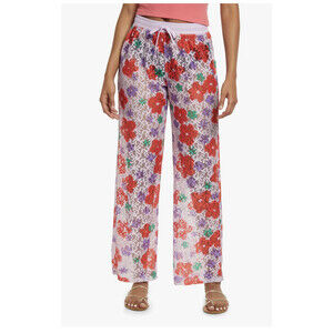 BP. Be Proud Gender Inclusive Laci Drawstring Pants Purple Red Floral Size 3XL